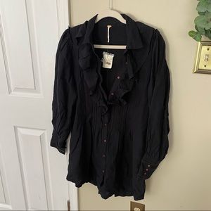 Free People Bella Ruffle Front Tunic Blouse